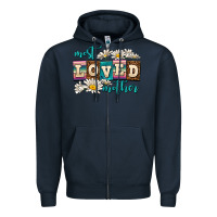 Navy most loved mother Zipper Hoodie - AdoDesignShop