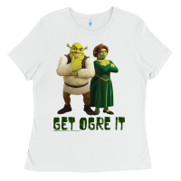 White Shrek Fiona & Shrek Get Ogre It Text Poster Ladies Tee - InspiraDesign