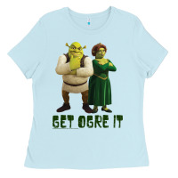 Baby Blue Shrek Fiona & Shrek Get Ogre It Text Poster Ladies Tee - InspiraDesign