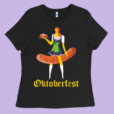 Barmaid Oktoberfest Funny German Woman Dirndl Bratwurst T Shirt Ladies Tee Designed By Inspiradesign