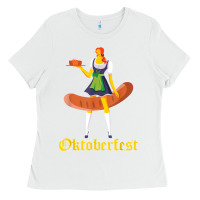White barmaid oktoberfest funny german woman dirndl bratwurst t shirt Ladies Tee - InspiraDesign
