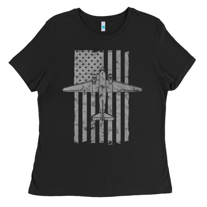 C-47 Skytrain Wwii Transport Airplane Vintage Flag Ladies Tee by InspiraDesign | Teevron