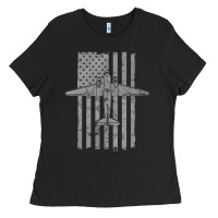 Black C-47 Skytrain Wwii Transport Airplane Vintage Flag Ladies Tee - InspiraDesign