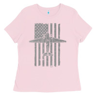 Bubblegum Pink C-47 Skytrain Wwii Transport Airplane Vintage Flag Ladies Tee - InspiraDesign