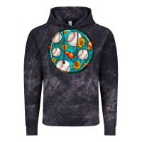 Cloud Black baseball with sunflower round earrings Vintage Hoodie - BundleAndBundleShop