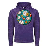 Cloud Purple baseball with sunflower round earrings Vintage Hoodie - BundleAndBundleShop