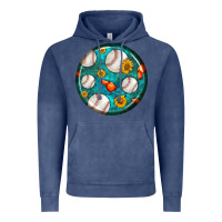 Vintage Denim baseball with sunflower round earrings Vintage Hoodie - BundleAndBundleShop