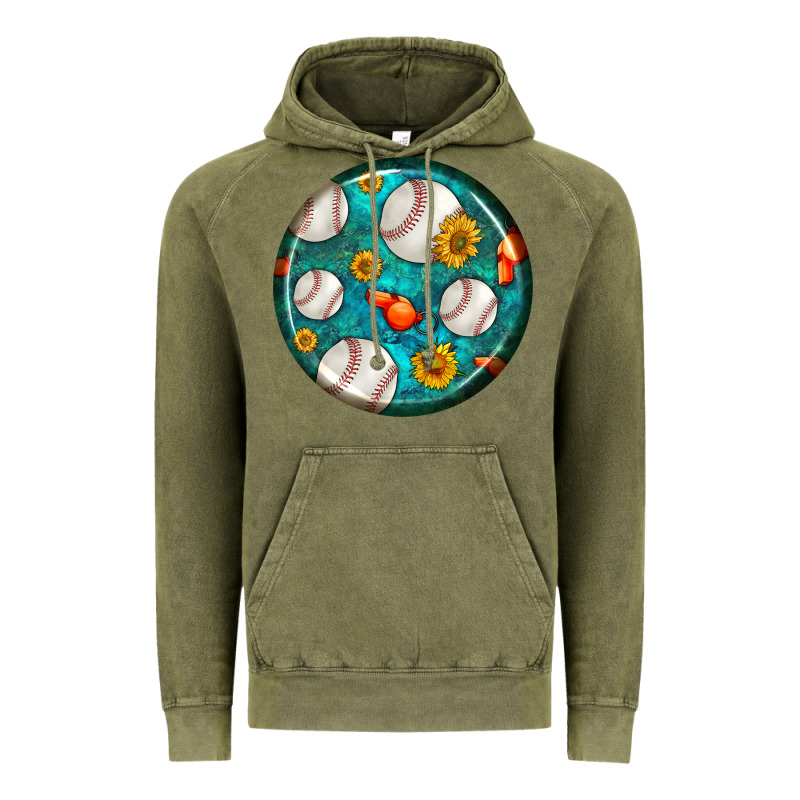 Baseball With Sunflower Round Earrings Vintage Hoodie by BundleAndBundleShop | Teevron