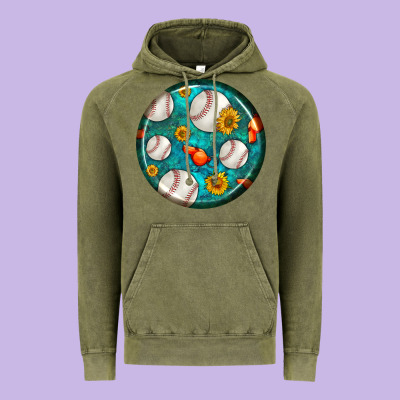 Baseball With Sunflower Round Earrings Vintage Hoodie Designed By Bundleandbundleshop