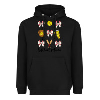 Black softball coquette bow Heavyweight Hoodie - JahusDesignShop