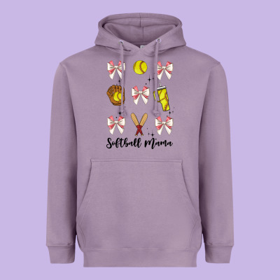 Softball Coquette Bow Heavyweight Hoodie Designed By Jahusdesignshop