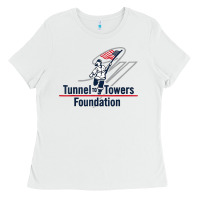 White Tunnel To Towers F-oundation American Flag USA Flag Ladies Tee - InspiraDesign