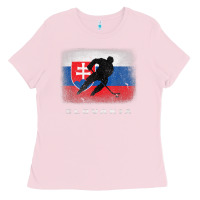 Bubblegum Pink Slovakia Ice Hockey Slovak Flag Ladies Tee - InspiraDesign