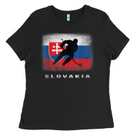 Black Slovakia Ice Hockey Slovak Flag Ladies Tee - InspiraDesign