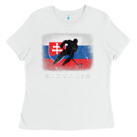 White Slovakia Ice Hockey Slovak Flag Ladies Tee - InspiraDesign