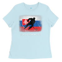 Baby Blue Slovakia Ice Hockey Slovak Flag Ladies Tee - InspiraDesign