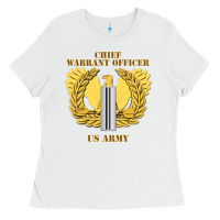 White Emblem warrant officer cw5 Ladies Tee - InspiraDesign