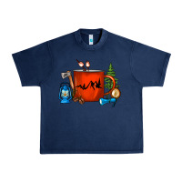 Navy Camper Coffee Cup Urban Heavy Tee - FaDigitalArtStudio