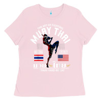 Bubblegum Pink thailand american flag muay thai boxing train hard repeat t shirt Ladies Tee - InspiraDesign
