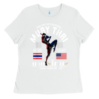 White thailand american flag muay thai boxing train hard repeat t shirt Ladies Tee - InspiraDesign
