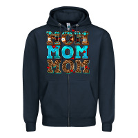 Navy mom mom mom Zipper Hoodie - AdoDesignShop