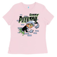 Bubblegum Pink Danny Phantom Coming Through Brick Wall Ladies Tee - InspiraDesign