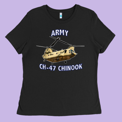 Army Ch-47 Chinook Helicopter Ladies Tee Designed By Inspiradesign