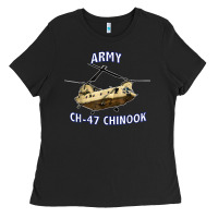 Black ARMY CH-47 CHINOOK HELICOPTER Ladies Tee - InspiraDesign