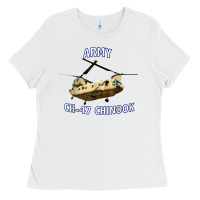 White ARMY CH-47 CHINOOK HELICOPTER Ladies Tee - InspiraDesign