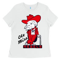 White vintage colonel reb mascot Ladies Tee - ArtChic