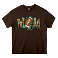 Chocolate Brown American football mom Heavy Core Tee - Jasminsmagicworld