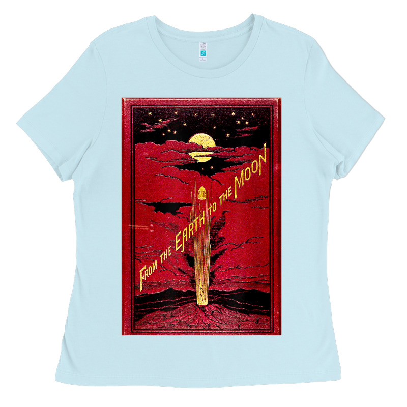 From The Earth To The Moon Jules Verne Book Cover Design Ladies Tee by ArtChic | Teevron