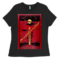 Black From The Earth To The Moon Jules Verne Book Cover Design Ladies Tee - ArtChic