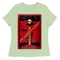 Matcha From The Earth To The Moon Jules Verne Book Cover Design Ladies Tee - ArtChic
