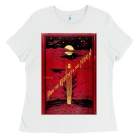White From The Earth To The Moon Jules Verne Book Cover Design Ladies Tee - ArtChic
