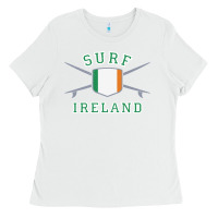 White ireland surfing hoodie  irish flag surfboards design Ladies Tee - ArtChic