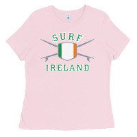 Bubblegum Pink ireland surfing hoodie  irish flag surfboards design Ladies Tee - ArtChic