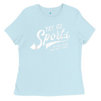 Baby Blue Yay Go Sports Vintage Funny Sports Ladies Tee - ArtChic