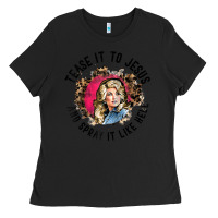 Black tease it to jesus and spray it like hell leopard western raglan baseba Ladies Tee - ArtChic