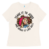 Bone tease it to jesus and spray it like hell leopard western raglan baseba Ladies Tee - ArtChic