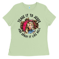 Matcha tease it to jesus and spray it like hell leopard western raglan baseba Ladies Tee - ArtChic