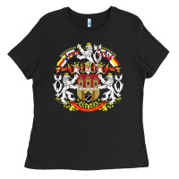 Black praha prague czech republic coat of arms ex czechoslovakia t shirt Ladies Tee - ArtChic