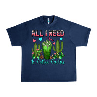 Navy All I Need Is Coffee Cactus Frappe Urban Heavy Tee - FaDigitalArtStudio