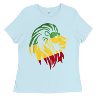 Baby Blue Lion of Judah Reggae, Rasta, Ethiopia Jamaican Roots Ladies Tee - ArtChic