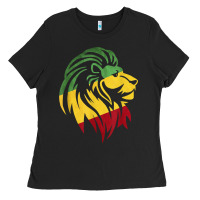 Lion Of Judah Reggae, Rasta, Ethiopia Jamaican Roots Ladies Tee | Teevron