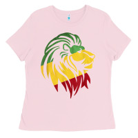 Bubblegum Pink Lion of Judah Reggae, Rasta, Ethiopia Jamaican Roots Ladies Tee - ArtChic