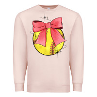 Pale Pink coquette softball bow Premium Sweatshirt - JahusDesignShop