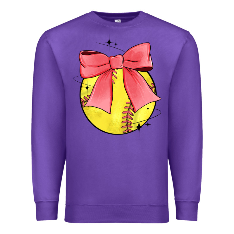 Coquette Softball Bow Premium Sweatshirt by JahusDesignShop | Teevron