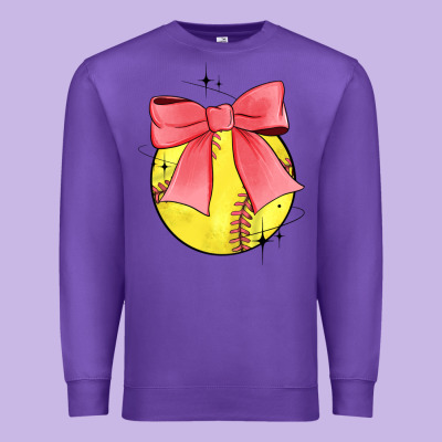 Coquette Softball Bow Premium Sweatshirt Designed By Jahusdesignshop