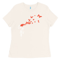 Bone banksy headshot butterfly Ladies Tee - ArtChic